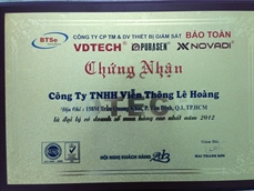  Chứng Nhận LE HOANG TELECOM Phân Phối Sản Phẩm VDTECH năm 2012